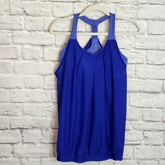 Cabi #803 2-in-1 Everyday Blue Racerback MeshTank Top Active Padded Sports Bra S - Picture 2 of 7